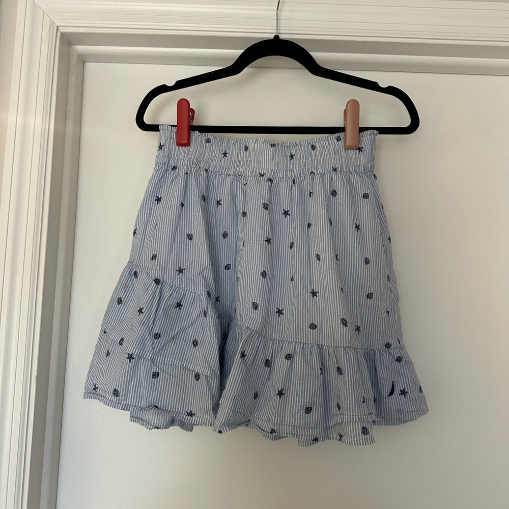 Nautica Navy and White Star Patterned Skater Skirt